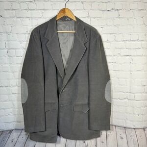 Sheplers Mens Grey Corduroy Western Blazer‎ Suede Elbow Patches Vintage Jacket